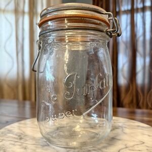 VTG Le Parfait Super Clear Glass 1Qt Canning Mason Jar Locking Lid 1L France